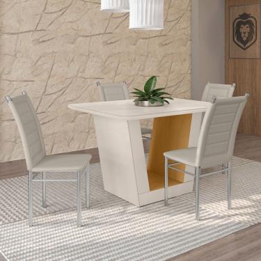 Imagem de Mesa de Jantar 4 Lugares Viena Tokio com Vidro Cromado/Natural/Off White - Art Panta