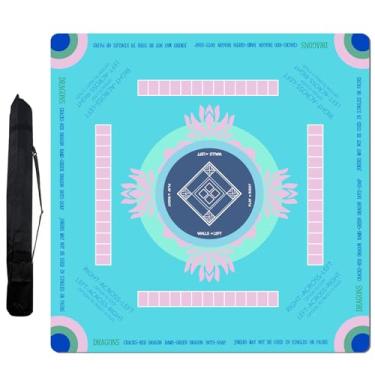 Imagem de FOUXTEL Extra Large Mahjong Table Mat - 31.5"x31.5" Non-Slip Noise Reduction Rubber Gaming Mat for Poker, Board Games, Dominoes & Tile Games, Waterproof & Foldable Blue Game Surface Mat