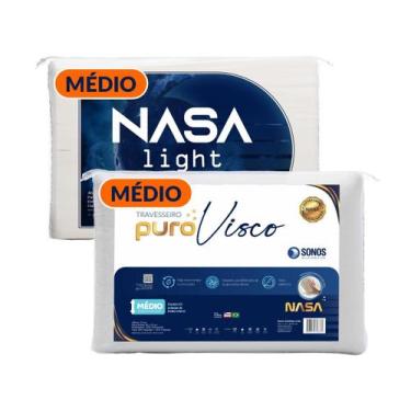 Imagem de Kit Travesseiros Puro Visco e Nasa Light Médio Sonos 2 Peças