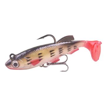 Imagem de ZZTWER 1 isca macia de silicone 7,5 cm/12 g de pesca T-tail Jig Wobblers com gancho isca de borracha artificial