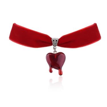 Imagem de Yreamont Colar gargantilha gótica com coração vermelho para mulheres, gargantilha gótica com colares de coração vermelho para mulheres, Small, Aço inoxidável, Sem Pedra Preciosa
