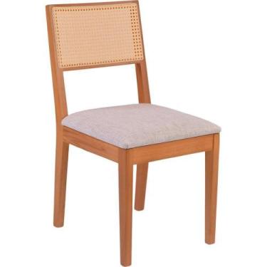 Imagem de Cadeira Alice Em Madeira Maciça Palha Sextavada Natural Amêndoa - Fass