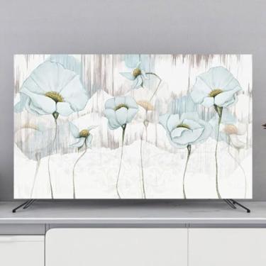 Imagem de HSTANGKY Capa protetora universal para telas de TV de vários tamanhos proteção antipoeira para ecrãs LCD/LED/plasma para televisores pendentes/de secretária/curvas-flower, 80 polegadas