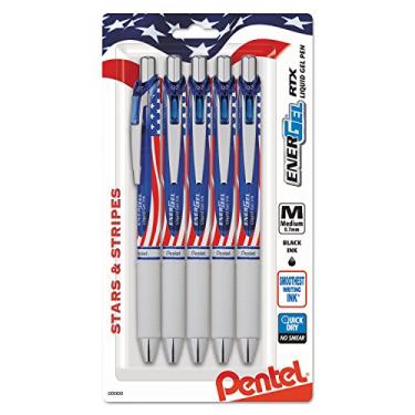Imagem de Caneta de gel líquido retrátil da Pentel EnerGel RTX, caneta de bandeira de barril, tinta preta, 2 unidades