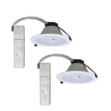 Imagem de E2 LIGHTING Luzes embutidas de 20,3 cm, luz de emergência embutida LED, Downlight comercial, 3 CCT e potência ajustável, 30/40/50K, 12/16/22W regulável, ideal para escritório (20 cm com bateria