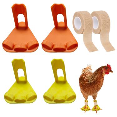 Imagem de Falnvita Pacote com 4 talas de galinha para perna de frango com separador de dedos para galos de galinha quebrados em estágios de crescimento, grampo de perna de frango, tratamento para pés