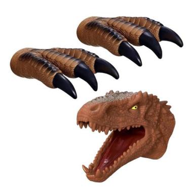 Imagem de Kit Brinquedo Dinossauro Amigo Dino e Fantoches 2 Garras 1 Cabeça - Ad