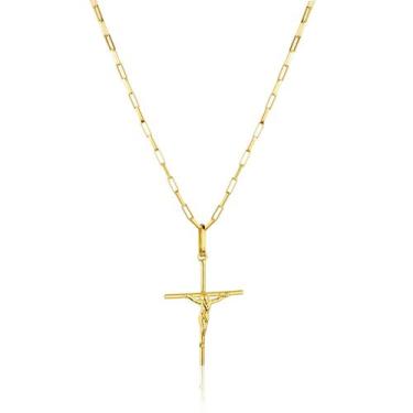 Imagem de Corrente Masculina Maciça Com Pingente Cruz Cristo Ouro 18k - ARKHA18 