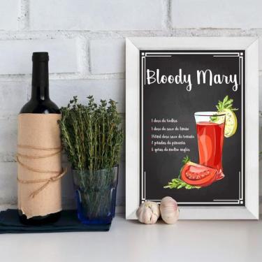 Imagem de Quadro Bebida Bloody Mary 22x32cm Moldura Branca - Quartinhos