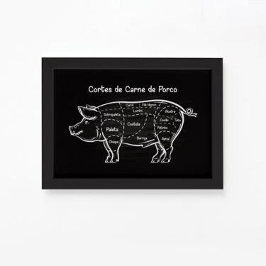 Imagem de Quadro Churrasco Cortes Brasileiros Suíno Moldura Preta 22x - Quartinh