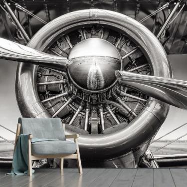 Imagem de Papel de Parede Avião Hélice Viagem Sala Painel - 384pcp - Allodi