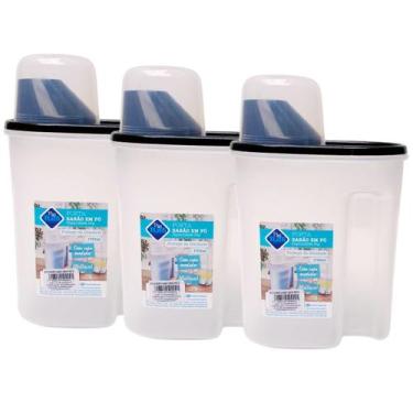 Imagem de Jogo 3 Portas Sabão em Pó 1,7 L Tampa Com Medidor Resistente - PLASTUT