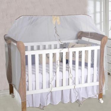 Imagem de Mosquiteiro para Berço Americano e Nacional, 4,5m x 1,5m, 100% Poliéster, com Laço Decorativo (Cáqui)