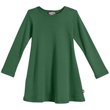 Imagem de City Threads Vestido de manga comprida 100% algodão para meninas - Escola infantil ativa, brincando, festas - Feito nos EUA, Verde floresta, 18-24 Meses
