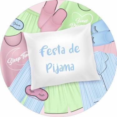 Imagem de Painel de Lona Redondo Festa de Pijama Candy Colors - Fabrika de Festa