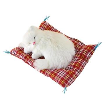 Imagem de Simulação gato pelúcia animais brinquedo vai chamar com tapete de pano