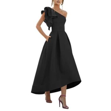 Imagem de Vestido: Bedlover, cetim, comprimento de um ombro, preto, US4