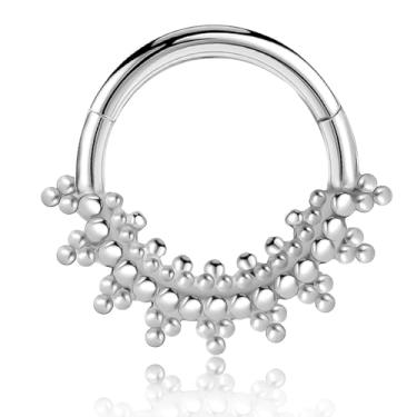 Imagem de Vankula Anel de septo de 16G/8 mm, hipoalergênico, segmento de nariz, brincos de cartilagem, piercing corporal, para DaithTragus Rook, homens e mulheres, 1.2mm(16G)*8mm, Metal, Sem Pedra Preciosa