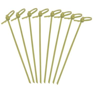 Imagem de Verkelly 200 palhetas de bambu para coquetéis - espetos de bambu natural de 12 cm com nó em laço