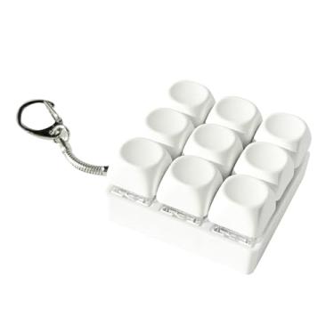 Imagem de Milageto Mini chaveiro com teclado de 9 botões, brinquedo de dedo para adultos e crianças, brinquedo de clique com teclado mecânico, Branco