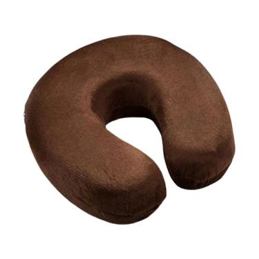 Imagem de BaotyJie Travesseiro de viagem para pescoço, apoio de cabeça, respirável, ergonômico, formato U, para uso em carro, casa e escritório, Café Escuro