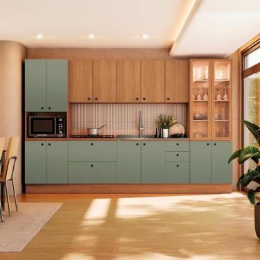 Imagem de Cozinha Modulada Pixel Kappesberg 100% MDP Canela/Verde Frevo/Canela 3