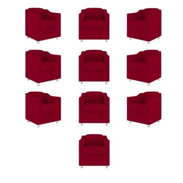 Imagem de Kit 10 Poltronas Decorativa Reforçada Consultório Sala Suede vermelho