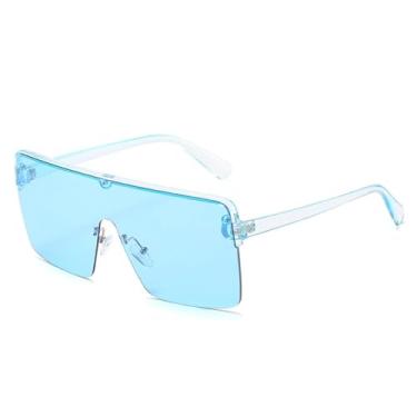 Imagem de Óculos de sol femininos com armação única, masculino, meia armação, lente degradê, retrô, óculos de direção, UV400, azul transparente, 138 mm