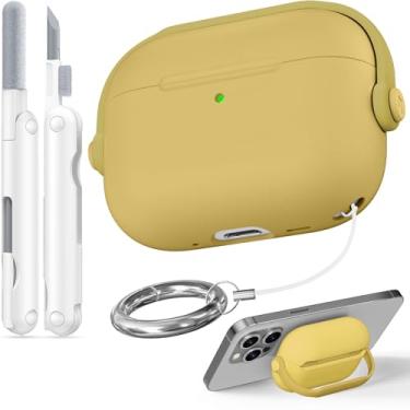 Imagem de Wowwat Capa para Airpods Pro 3, capas com trava de segurança para Apple Airpod Pro 3 (2025) com kit de limpeza, capa protetora contra quedas Air pods Pro3 para homens e mulheres com chaveiro, amarelo