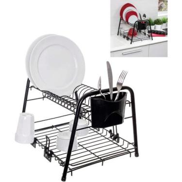 Imagem de Escorredor de Louça Copo Talher Prato Cozinha Preto Metaltru