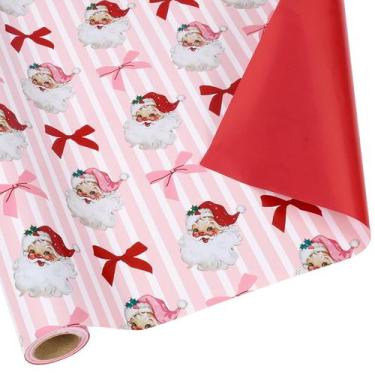 Imagem de Embrulho de presente BIOBROWN 43x10 m rosa Papai Noel reversível