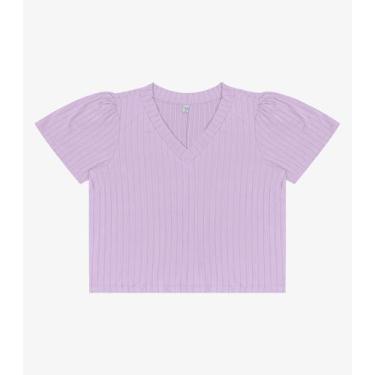 Imagem de Blusa Canelada Plus Infinita Cor Roxo, Plus G2, Roxo