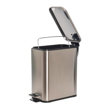 Imagem de Lixeira Com Pedal Inox 5 Litros Quadrada - Resistente E Funcional Ideal Para Banheiros, Escritórios E Cozinhas - Wincy - IXA02052