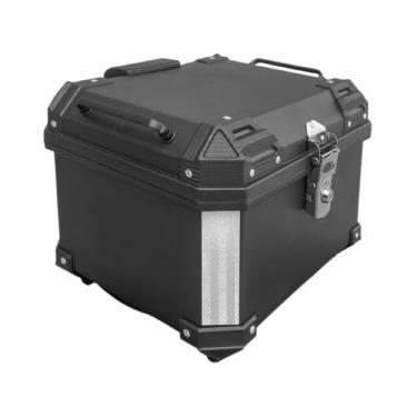 Imagem de Baú Traseiro para Moto Top Case 42L, Preto, com Forro e Encosto, Bagageiro Universal