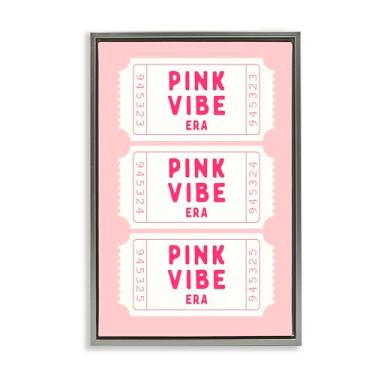 Imagem de Stupell Industries Pink Vibe Era Tickets Gray Framed Floater Canvas Wall Art, design por Lettered and Lined, 78 x 53 cm