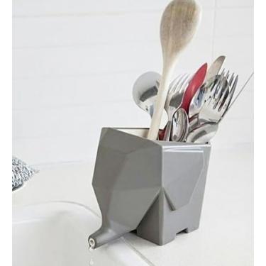 Imagem de Escorredor E Porta Talheres Elefante Cinza