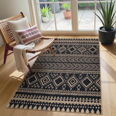 Imagem de Lahome Tapetes de área boho de juta fácil para entrada, tapetes laváveis 7 x 12 para cozinha, pequeno tapete antiderrapante para ambientes internos e externos, tapete de porta frontal com estampa