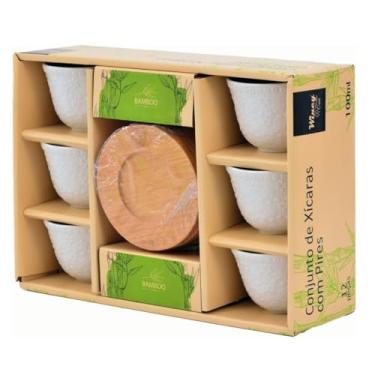 Imagem de Conjunto 12 Peças 6 Xícaras Porcelana 90ml Com 6 Pires
