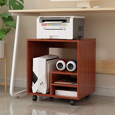 Imagem de Suporte de impressão para escritório impressora multifuncional a laser copiadora scanner prateleira rack de armazenamento multifuncional sob a mesa suporte de rolamento de CPU com rodas giratórias de