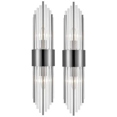 Imagem de Conjunto de Luminária de Parede em Cristal de Vidro Transparente com 2 Peças, Transmissão de Luz Suave e Uniforme, 110V SHAWNKEY
