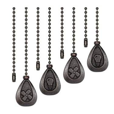 Imagem de YWBL-WH Corrente de Tração para Ventilador de Teto, 4 Peças, 12 Unidades, Liga de Zinco, Ferro, Pingente Clássico Em Forma de Gota, Extensão de Corrente para Casa, Hall, Hotel (Cor Bronze Antigo)