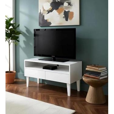 Imagem de Rack para TV Bancada Aparador Com Nicho e Gaveta Branco Laca