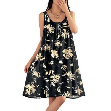 Imagem de Vestido de verão YESNO casual boho floral sem mangas para mulheres