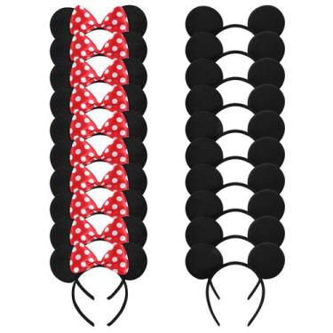 Imagem de Bandana Swinnet Mouse Ears com laço para festa de aniversário x20