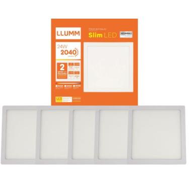 Imagem de Kit 5x Painel de Embutir Slim LED Quadrado 24W 6500K IP40 Bivolt 30x30