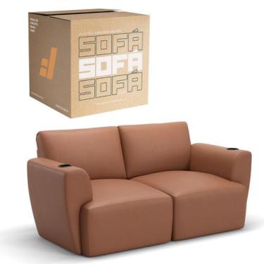 Imagem de Sofá 2 Lugares Sala De Estar em Couro Bovino Modular Damie Na Caixa, C