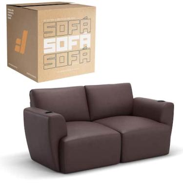 Imagem de Sofá 2 Lugares Sala De Estar em Couro Bovino Modular Damie Na Caixa, M