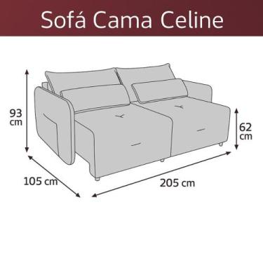 Imagem de Sofá Cama 2 Lugares com com assentos divididos Premium com almofadas C