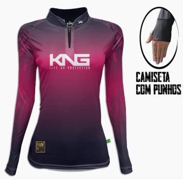 Imagem de Camiseta Proteção Solar UV 50+ Com Punho Feminina King Brasil (KNG-02)