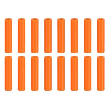 Imagem de 16 pontas de canudo de silicone, capas de palha de metal, pontas de canudos reutilizáveis macias adequadas para canudos de aço inoxidável de 8 mm (laranja, 42 mm de comprimento)